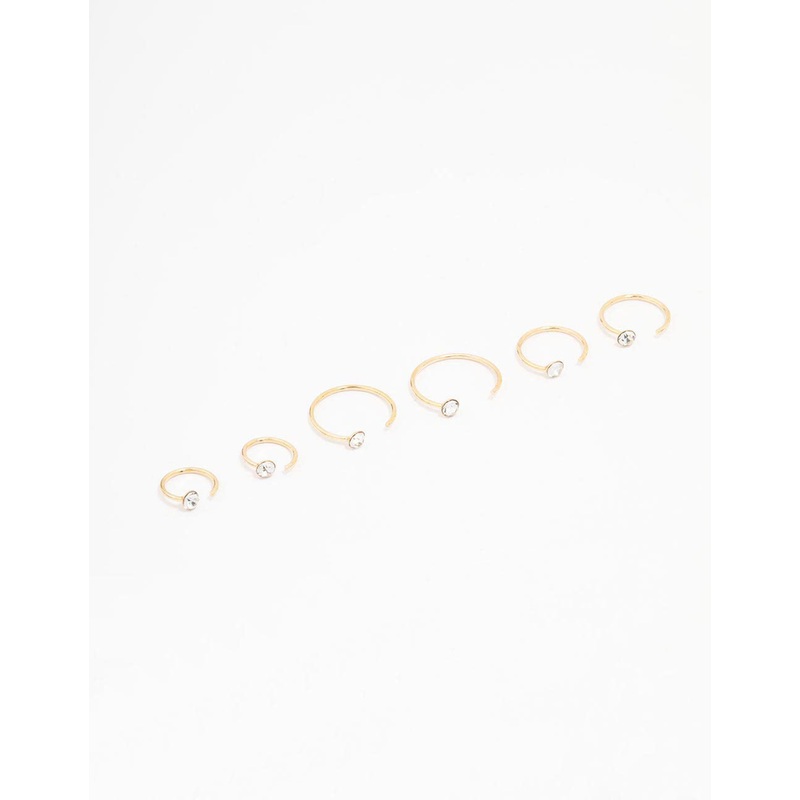 Gold Plated Surgical Steel Diamante Faux Nose Piercing Pack