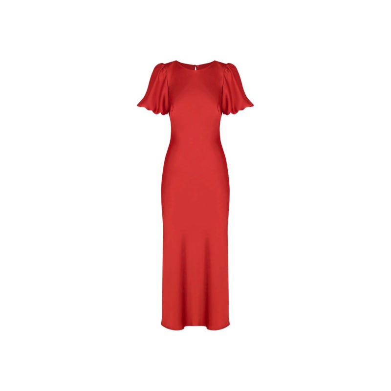 KENDALL SATIN DRESS CHILLI|6|8|10|12|14|16