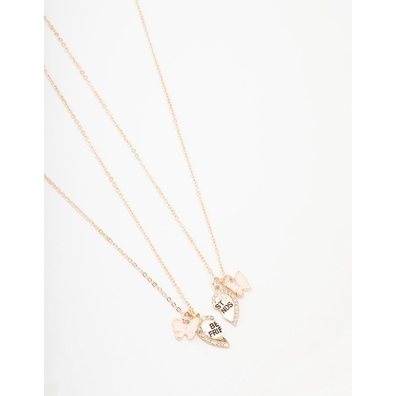 Kids Matching BFF Butterfly & Heart Necklace Pack