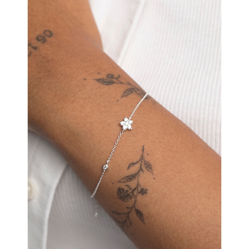 Sterling Silver Cubic Zirconia Flower Bracelet