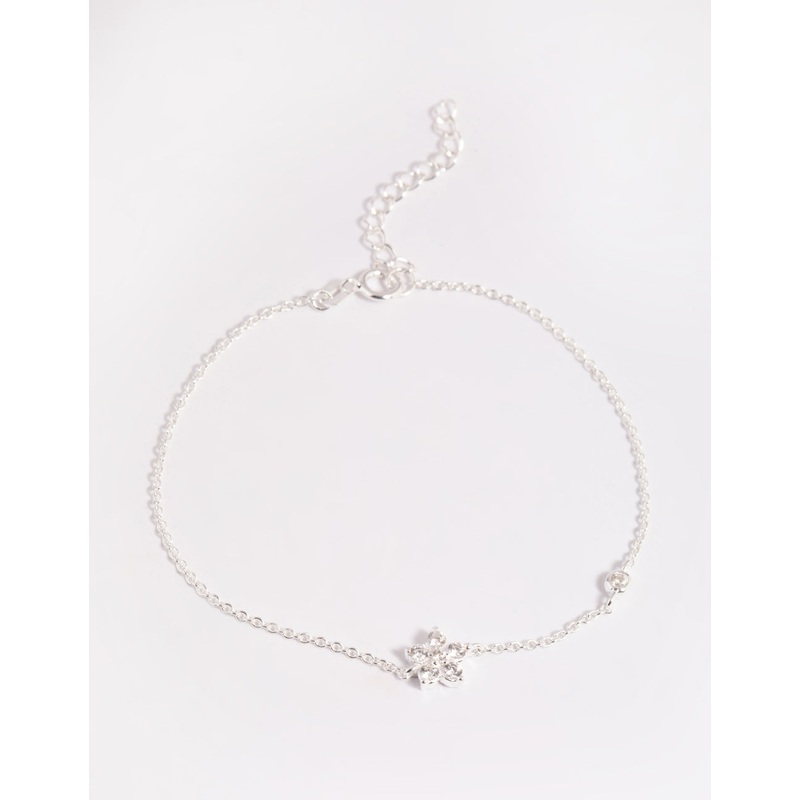Sterling Silver Cubic Zirconia Flower Bracelet
