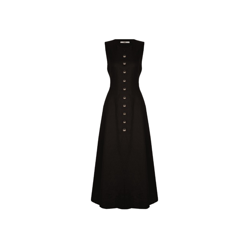 ALIZA LINEN DRESS BLACK|4|6|8|10|12|14|16|18|20