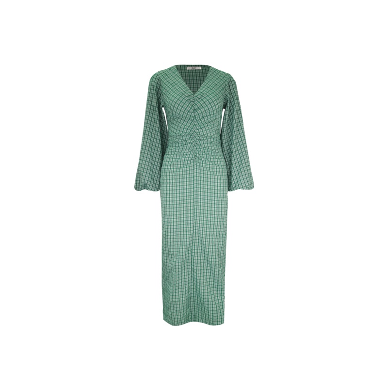 CANARY MIDI DRESS GREEN AQUA CHECK