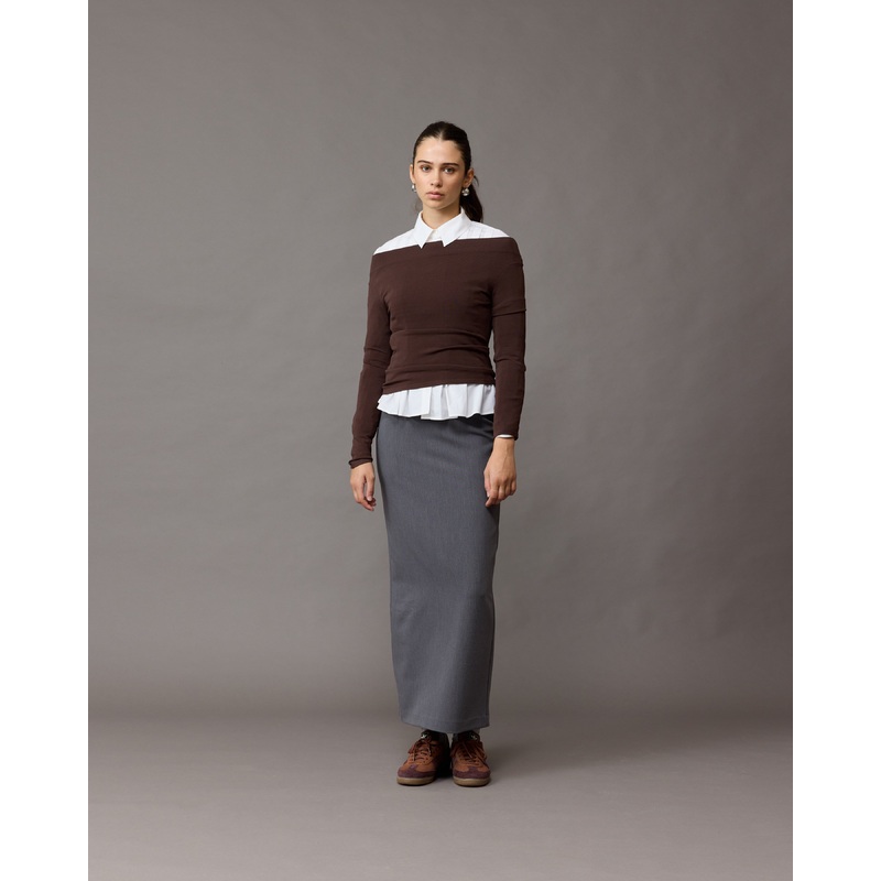 EMMA KNIT LONG SLEEVE  CHOCOLATE