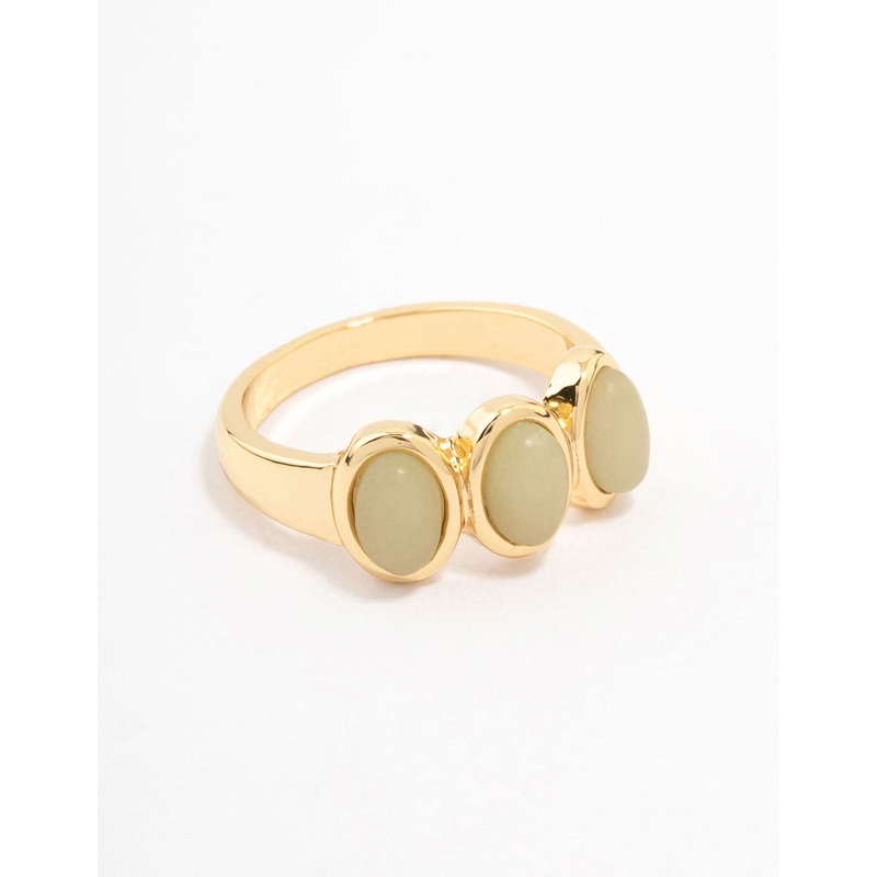 Gold Plated Trio Oval Stone Ring
