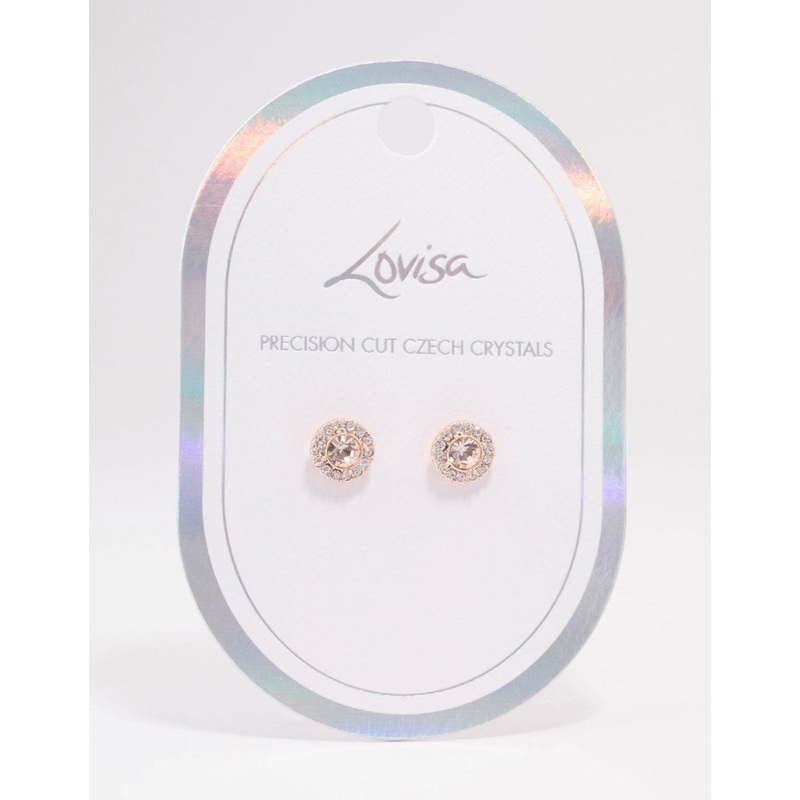 Rose Gold Blush Halo Stud Earrings