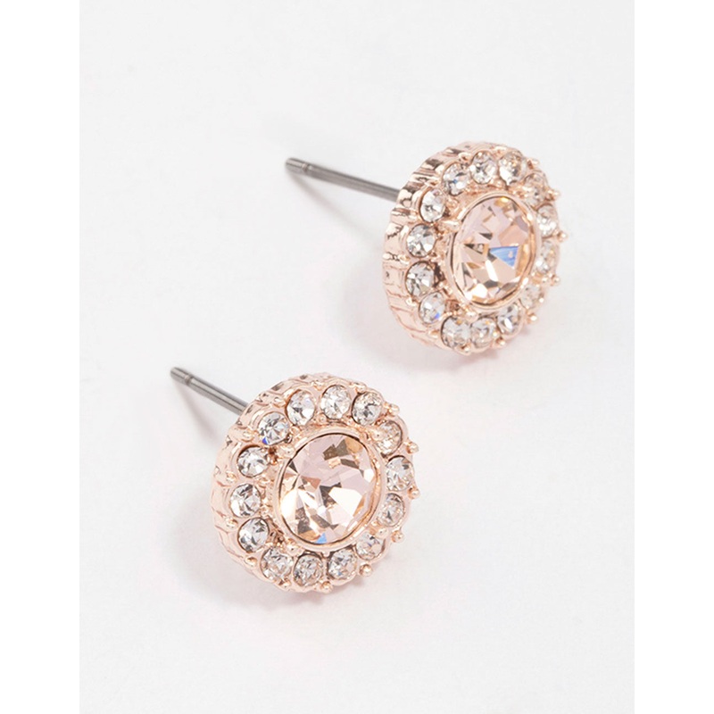 Rose Gold Blush Halo Stud Earrings