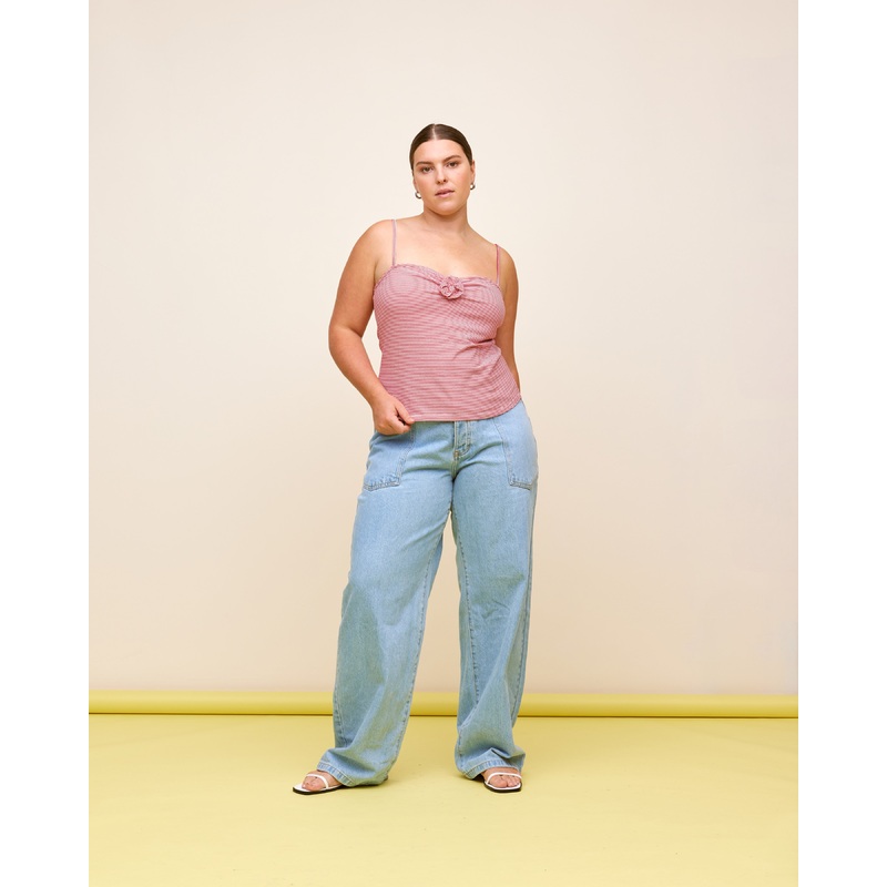 ROSETTE TANK CHERRY STRIPE|4|6|8|10|12|14|16|18|20