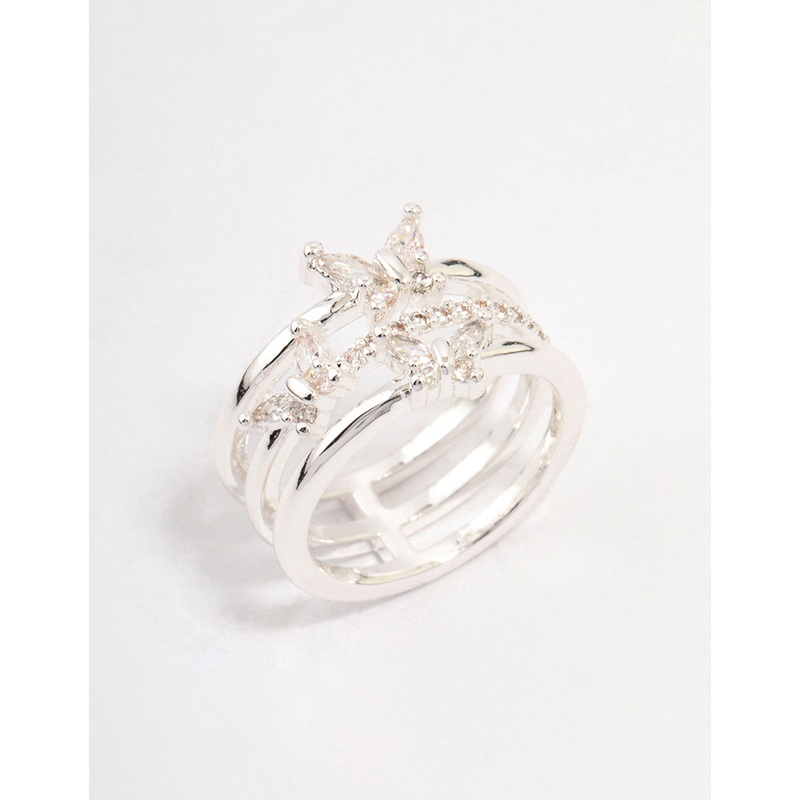 Silver Plated Butterfly Band Ring
