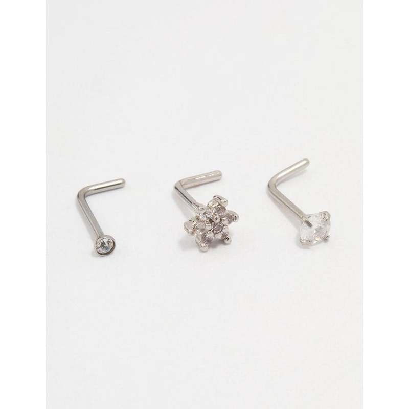 Surgical Steel Flower Nose Stud 3-Pack