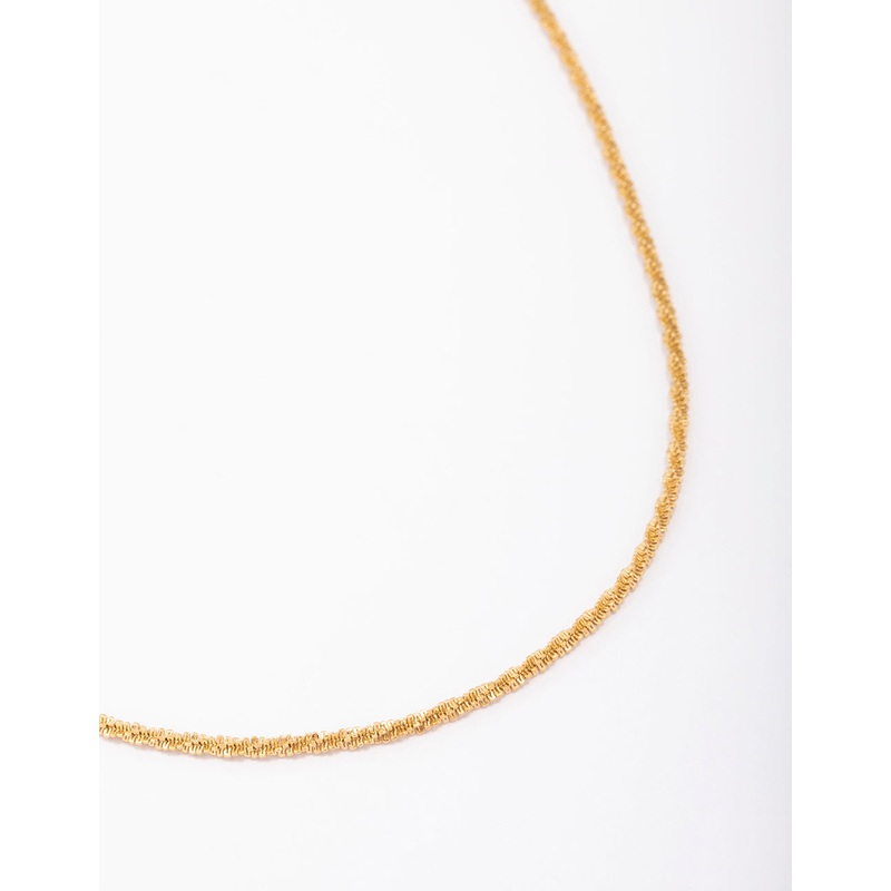 Waterproof Gold Plated Stainless Steel Diamond Cut Twisted Necklace