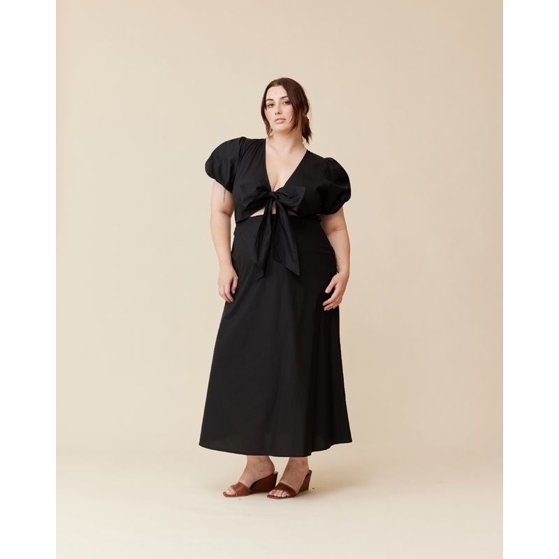 ALINA BOW DRESS BLACK|4|6|8|10|12|14|16|18|20