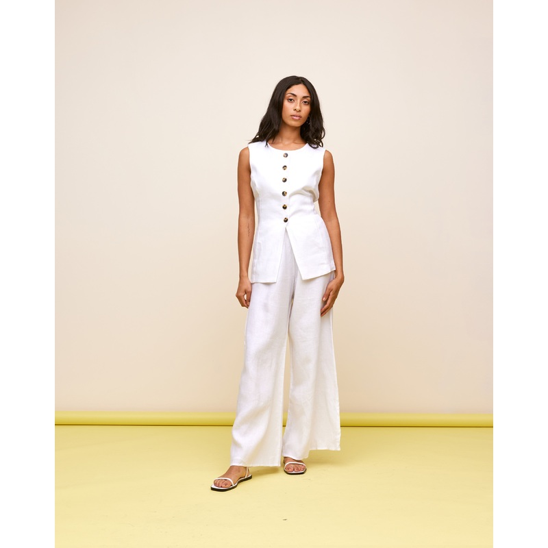 ALIZA LINEN VEST WHITE|4|6|8|10|12|14|16|18|20