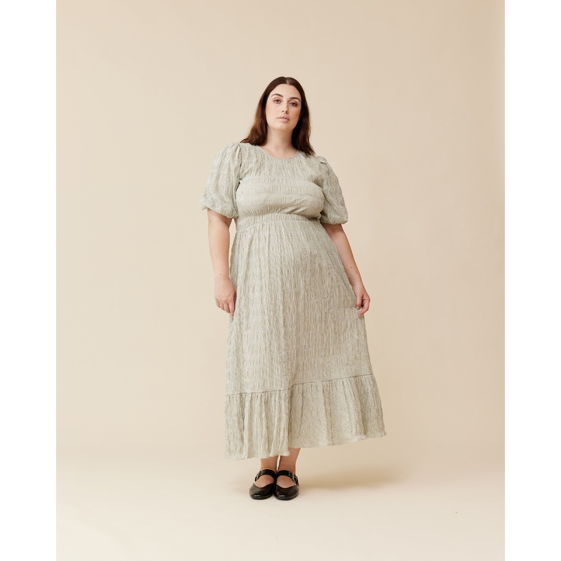 CECILE DRESS OLIVE STRIPE|6|8|10|12|14|16|18|20|22|24