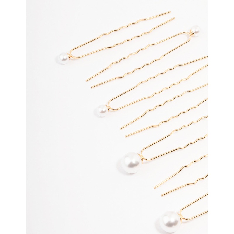 Gold Mixed Pearl Hair Pin Pack
