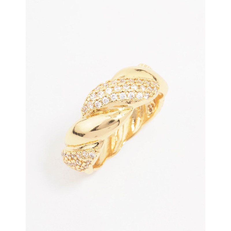 Gold Plated Cubic Zirconia Braided Ring