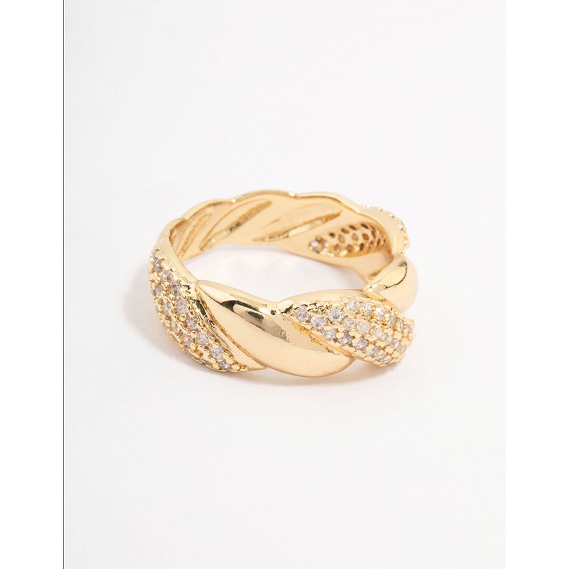 Gold Plated Cubic Zirconia Braided Ring