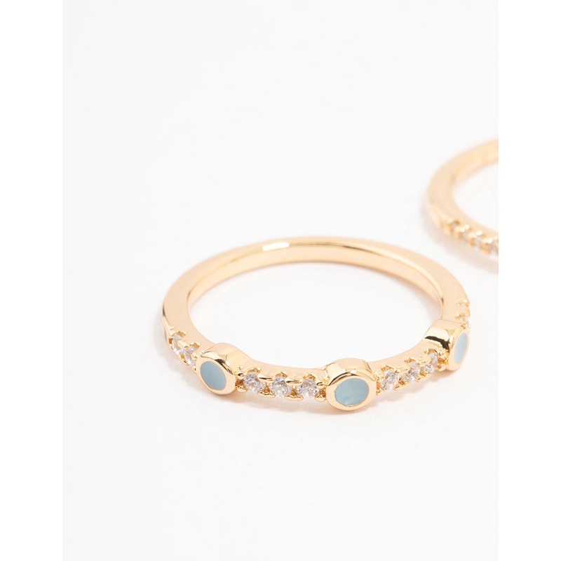 Gold Plated Oval Bezel Stacking Rings