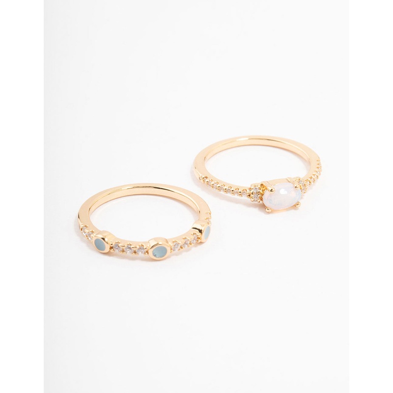 Gold Plated Oval Bezel Stacking Rings