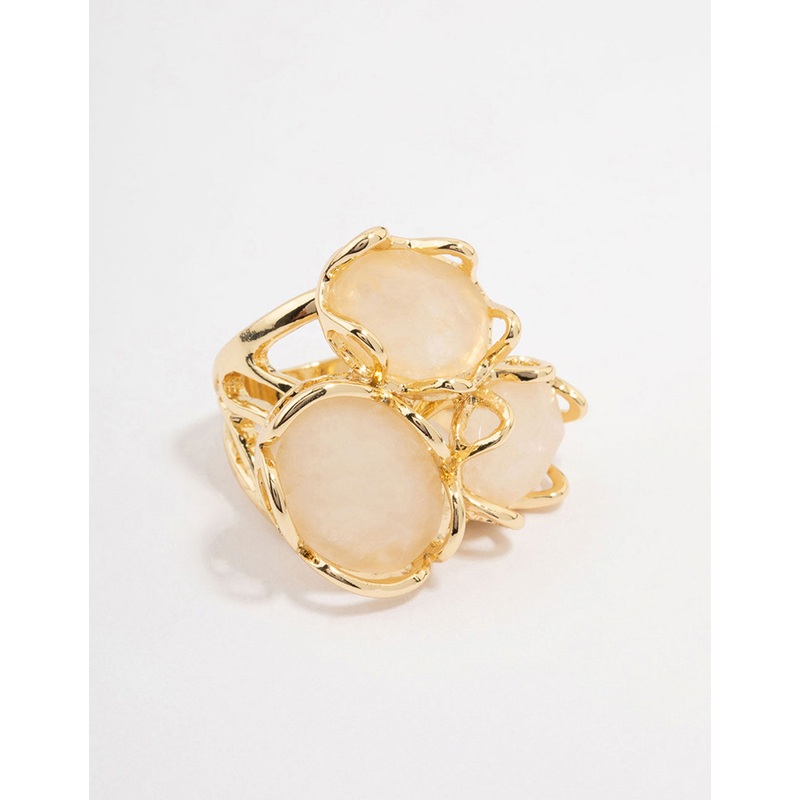 Gold Plated Statement Semi-Precious Trio Ring