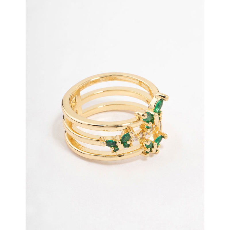 Gold Plated Triple Butterfly Band Ring