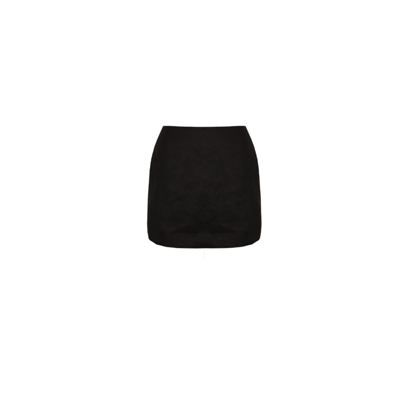MORGAN LINEN MINI SKIRT  BLACK