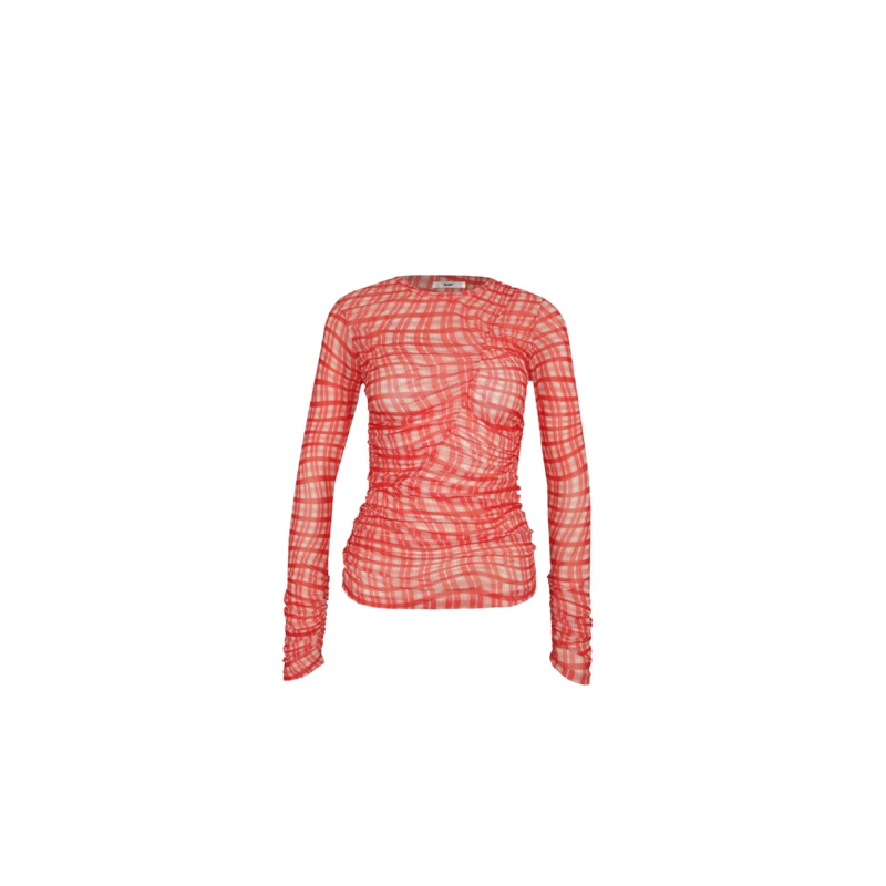 NEPTUNE MESH LONG SLEEVE RED TARTAN