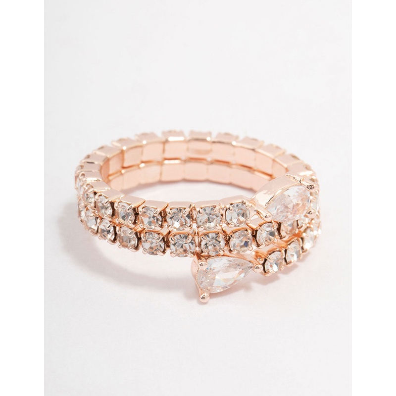 Rose Gold Cubic Zirconia Spiral Pear Ring
