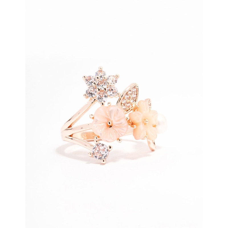 Rose Gold Plated Floral Bouquet Ring