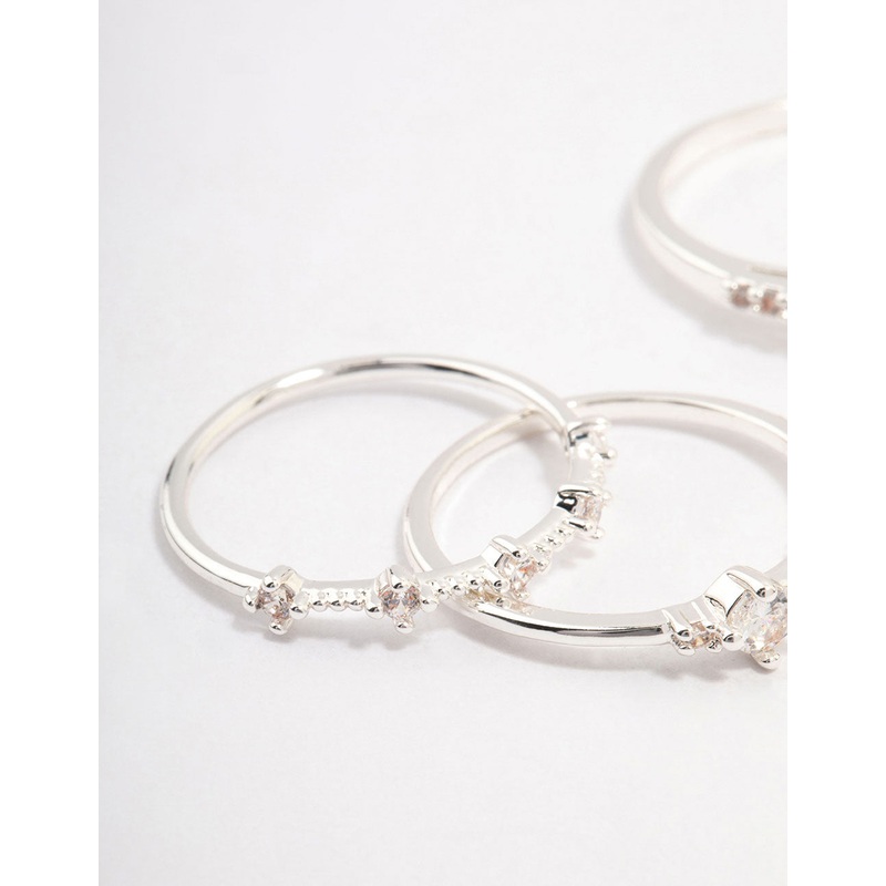 Silver Plated Elegant Stacking Ring 3-Pack