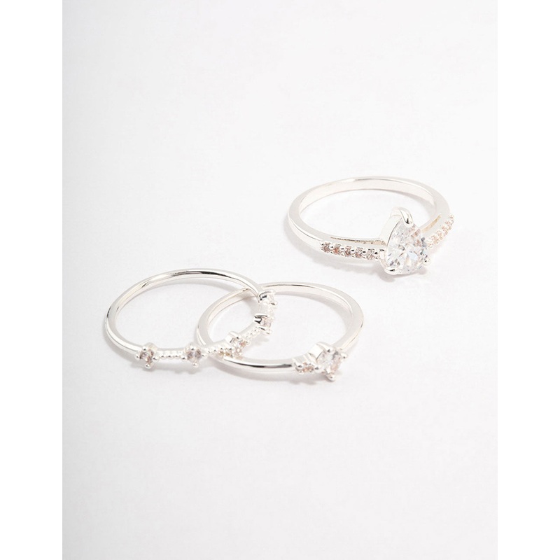 Silver Plated Elegant Stacking Ring 3-Pack