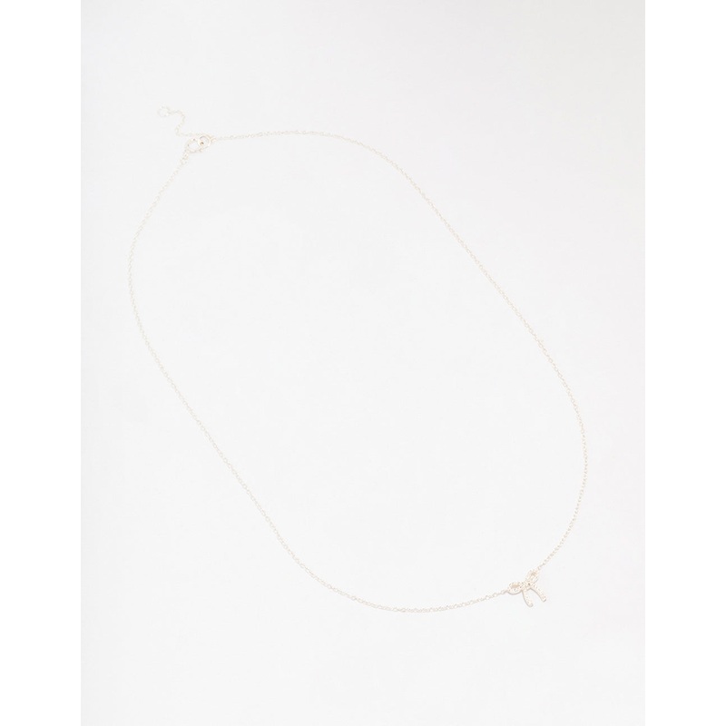 Sterling Silver Cubic Zirconia Bow Pendant Necklace