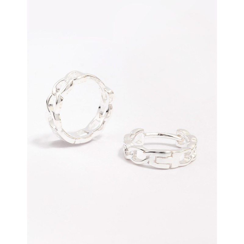 Sterling Silver Textured Huggie Hoop Earrings