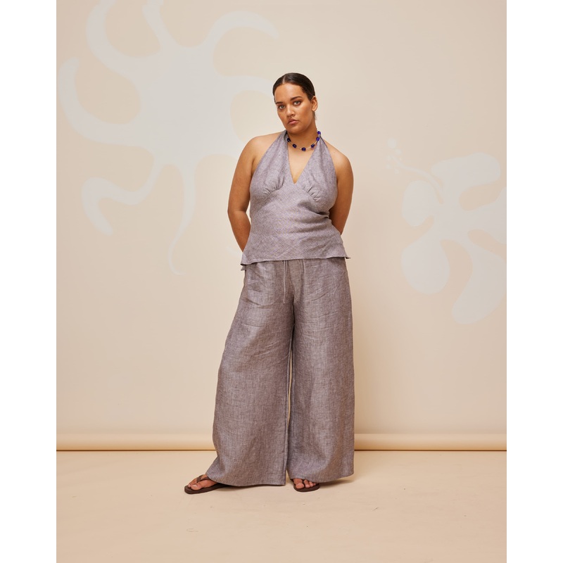 ANDIE LINEN PANT BROWN|4|6|8|10|12|14|16|18|20