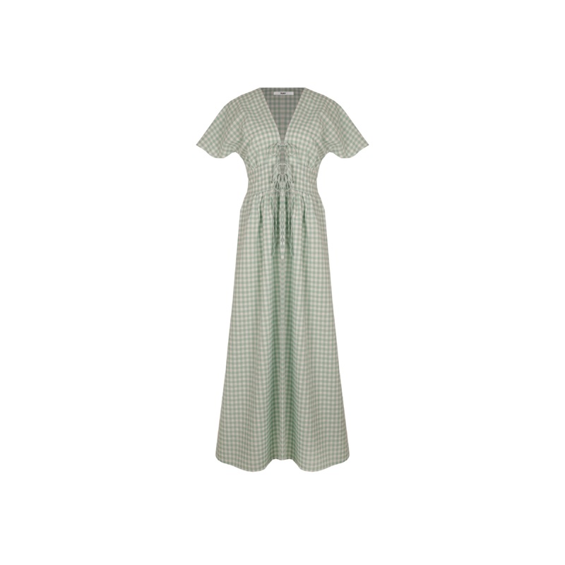 BENNY SHORT SLEEVE DRESS SAGE GINGHAM