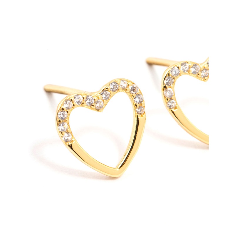 Gold Plated Sterling Silver Heart Stud Earrings