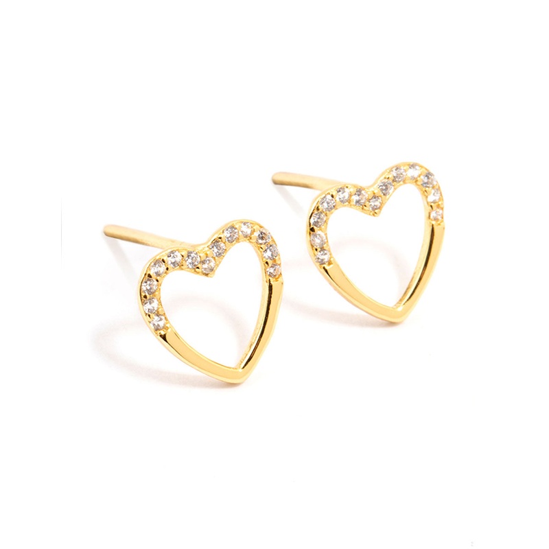 Gold Plated Sterling Silver Heart Stud Earrings