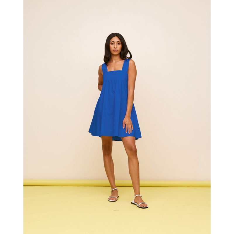 MARGIE TIE MINI DRESS COBALT|4|6|8|10|12|14|16|18|20