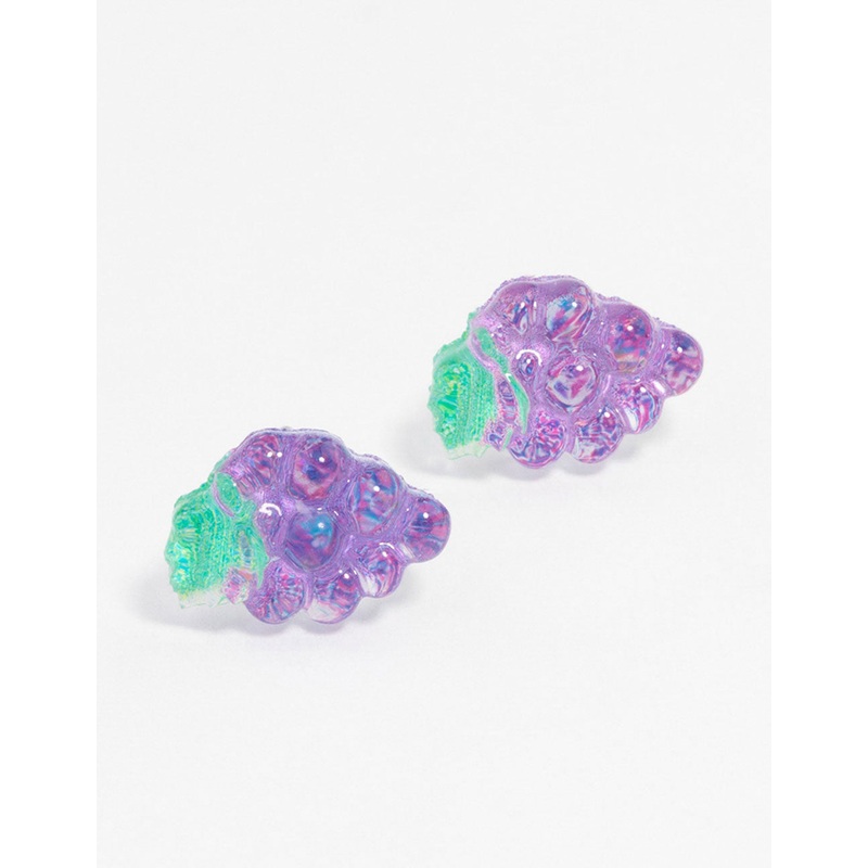 Purple Grape Bunch Stud Earrings