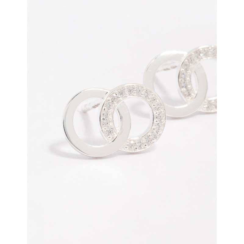 Sterling Silver Cubic Zirconia Circular Stud Earrings