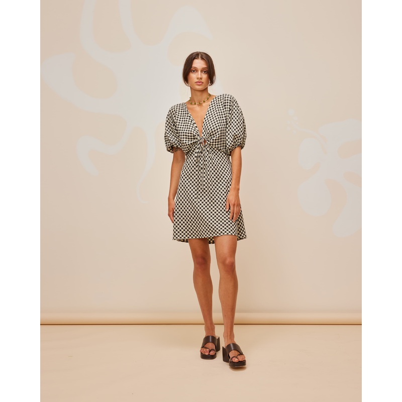 DONOVAN MINI DRESS BLACK BUTTER GINGHAM