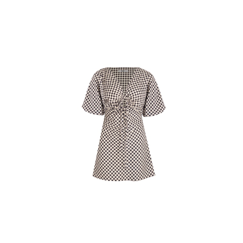 DONOVAN MINI DRESS BLACK BUTTER GINGHAM