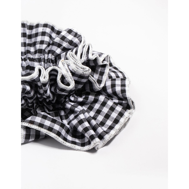 Gingham Fabric Layered Scrunchie