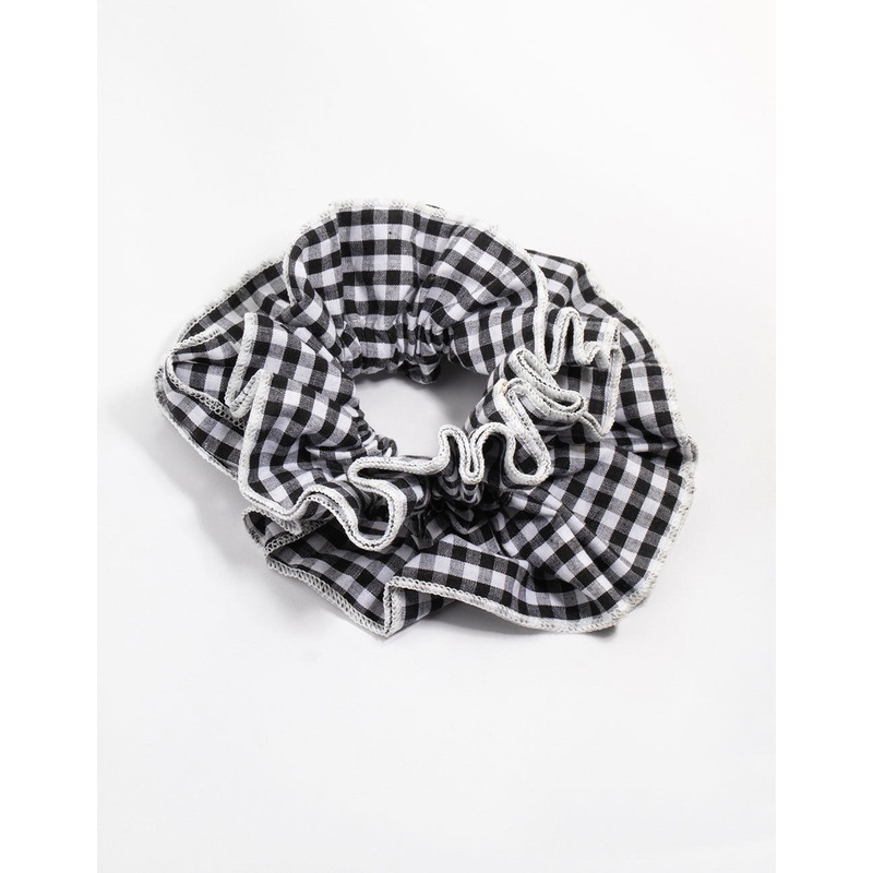 Gingham Fabric Layered Scrunchie