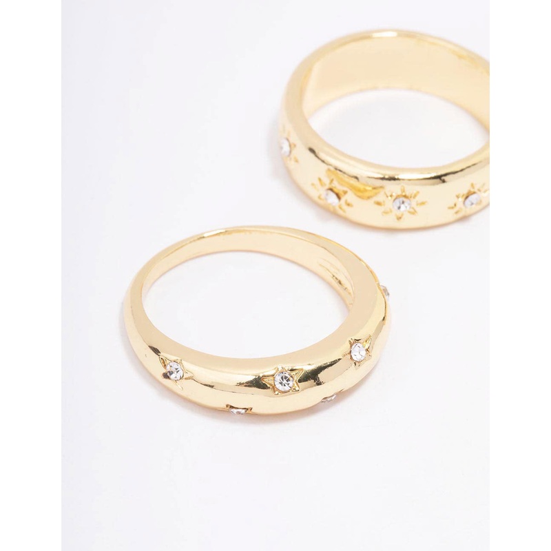 Gold Plated Celestial Star Rings 3-Pack