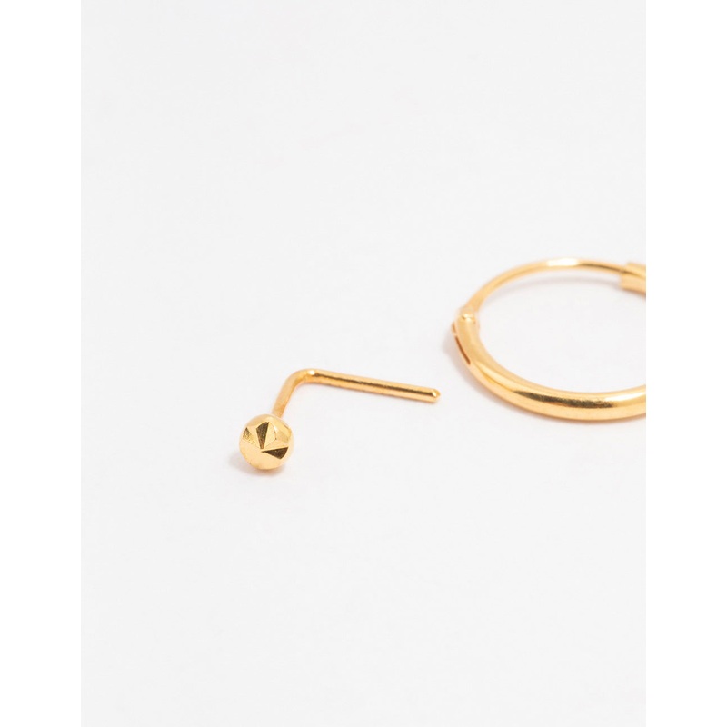 Gold Plated Sterling Silver Nose Ring & Studs 3-Pack