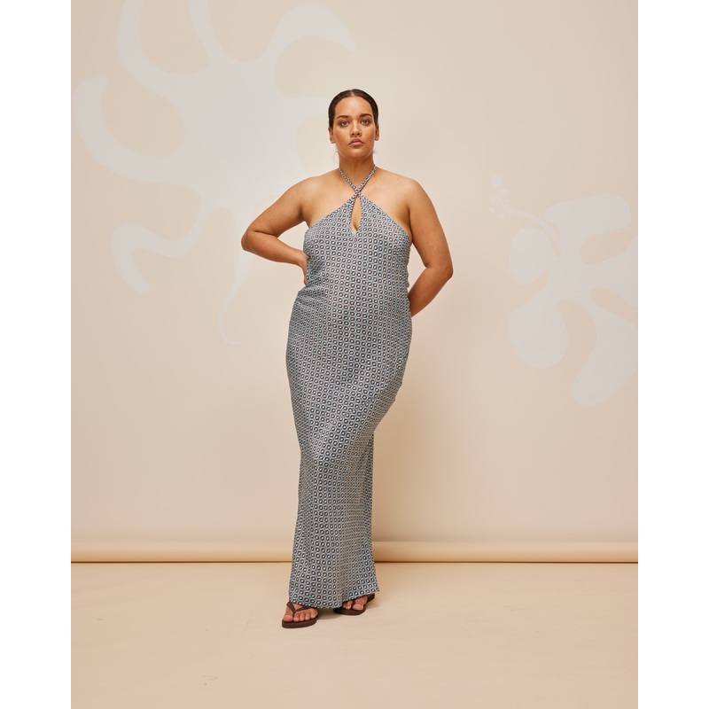 JEAN SILK SLIP GEOMETRIC PRINT