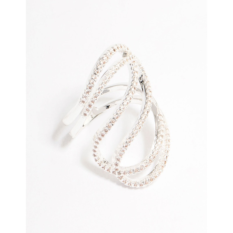 Lovely Silver Ribbon Cubic Zirconia Ring