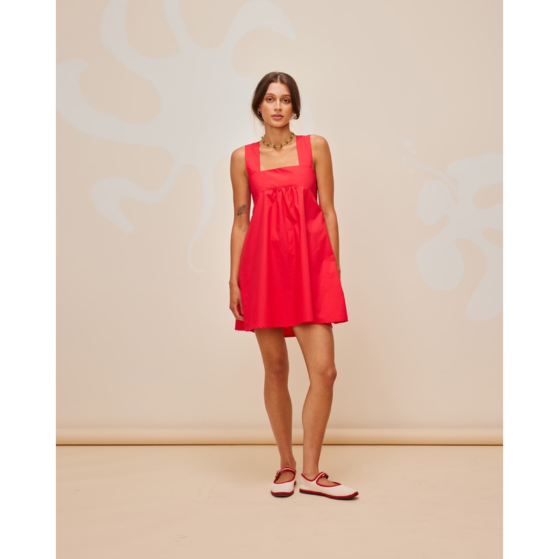 MARGIE TIE MINI DRESS CHERRY|4|6|8|10|12|14|16|18|20