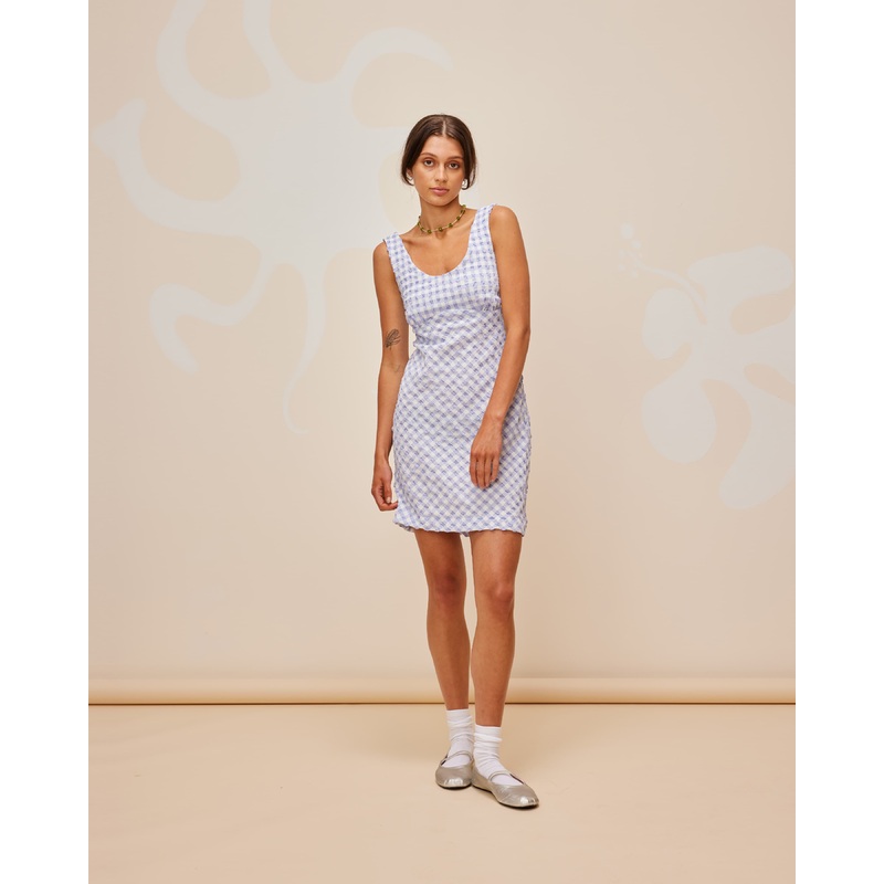 PRISM MINI DRESS PERIWINKLE GINGHAM